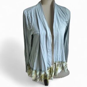 Lori Goldstein by LOGO Womens xs Cardigan Ruffle Hem Stretch Long Sleeve
